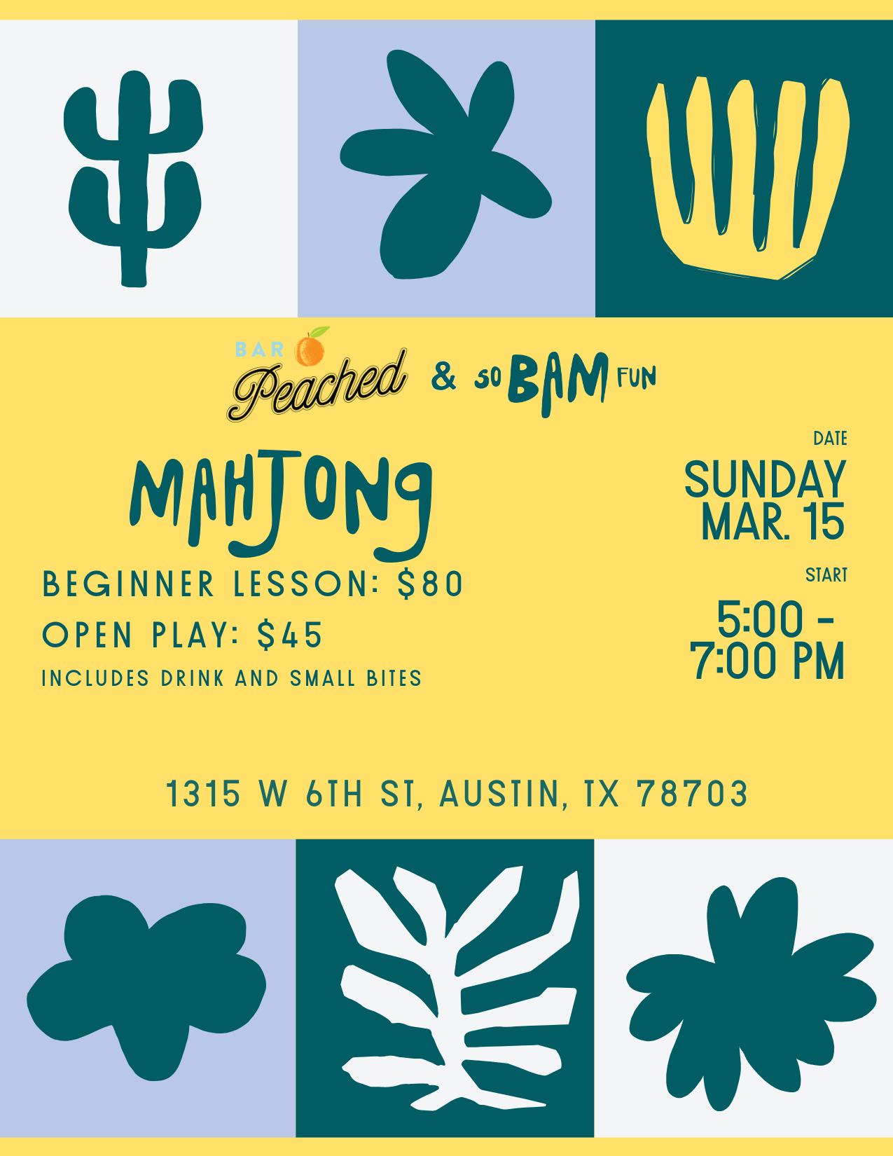 [ATX 3/15] So Bam Fun x Bar Peached: Beginner Lesson and Open Play