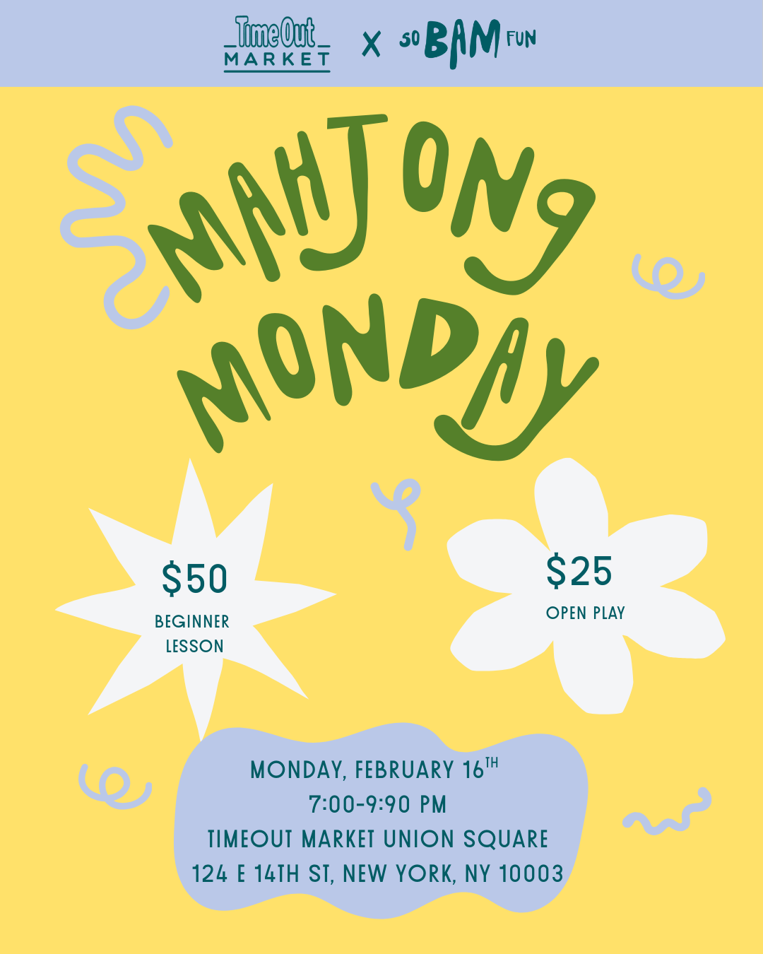 [NYC 2/16] So Bam Fun x TimeOut Market Union Square: Beginner Lesson and Open Play